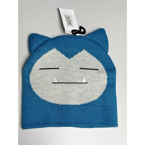 Pokémon Snorlax Sleepy Face Beanie Hat – Blue Knit Adult Size - Picture 2 of 7